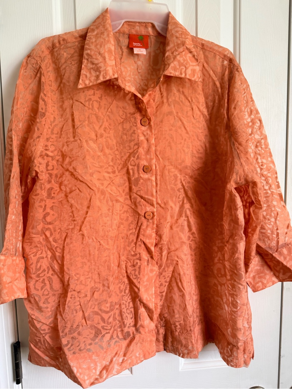 hearts of palm Orange Button-Front Women's Top